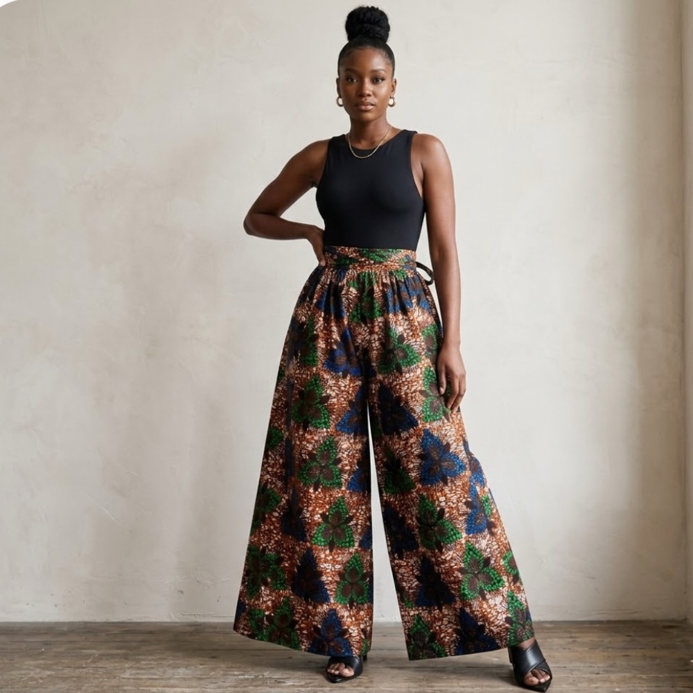 Colorful African print Geometric Wide-Leg Pants
